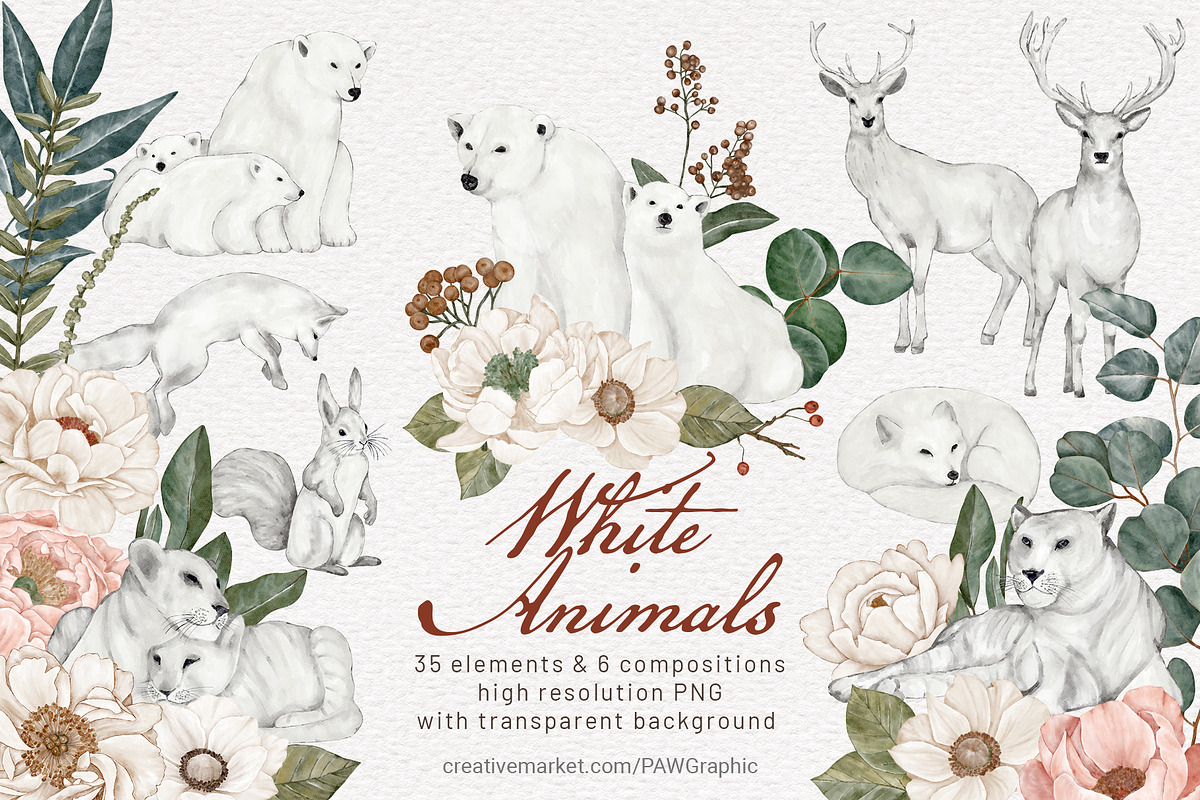 Wild Animals Watercolor Clipart, an Animal Illustration by PawGraphic (Photo 1 of 12)