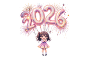 Girl Happy New Year Clipart, a Decorative Illustration by Creative design (Thumbnail 4 of 7)