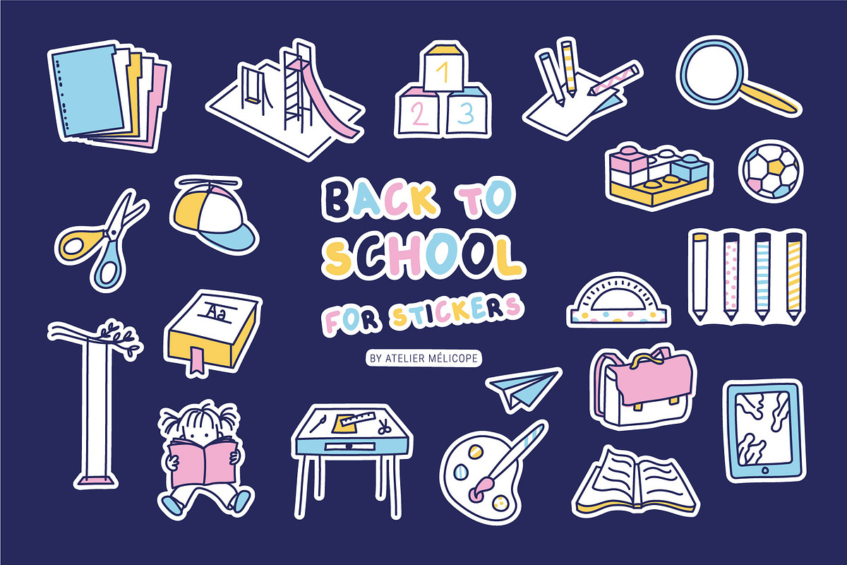 20 education icons Back to school, an Outline Icon by Atelier Mélicope (Photo 2 of 2)
