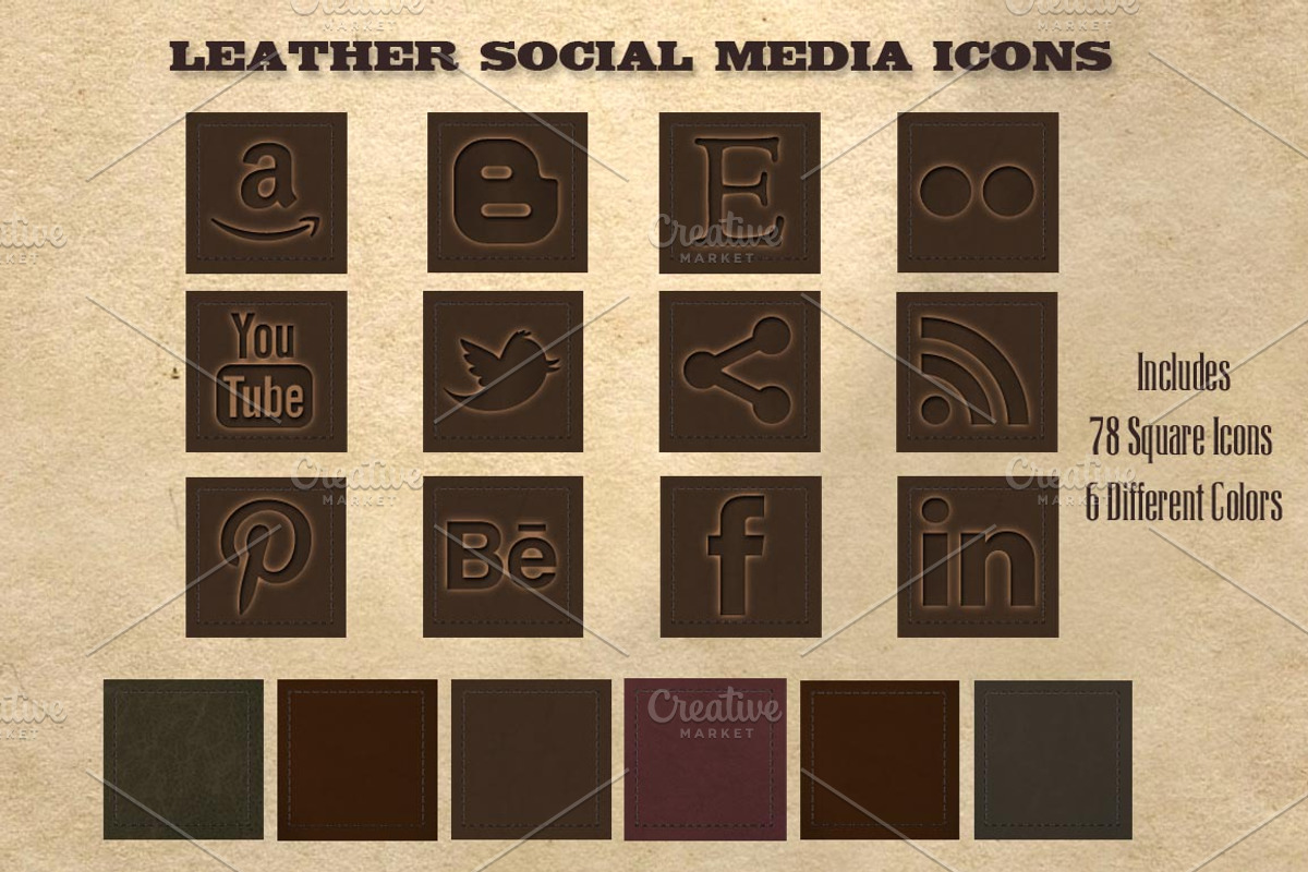 102 Dark Leather Social Media Icons, an Outline Icon by Dream in Color Studio (Photo 2 of 3)