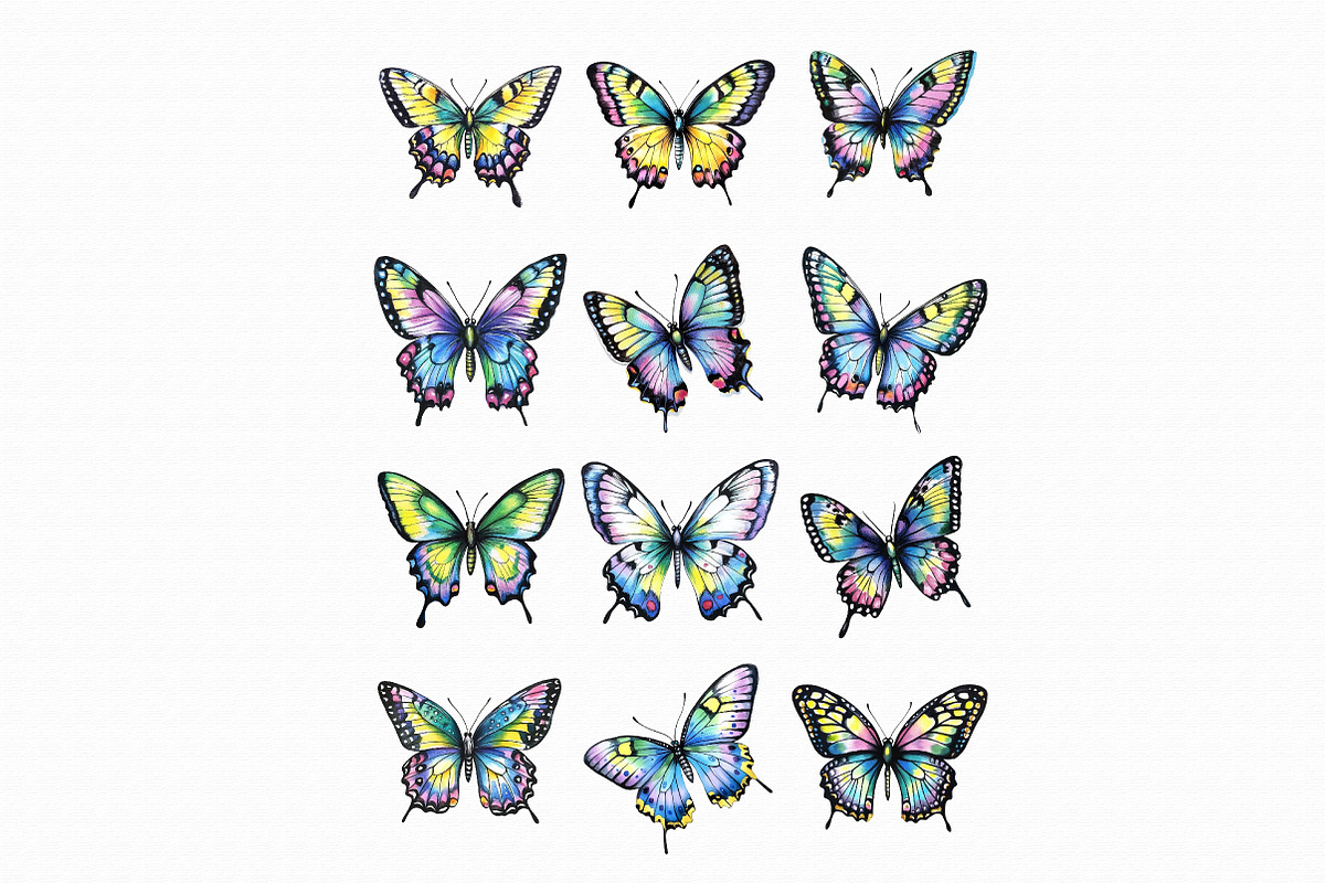 Watercolor Butterflies Clipart, an Illustration by Libby Wishes (Photo 3 of 5)