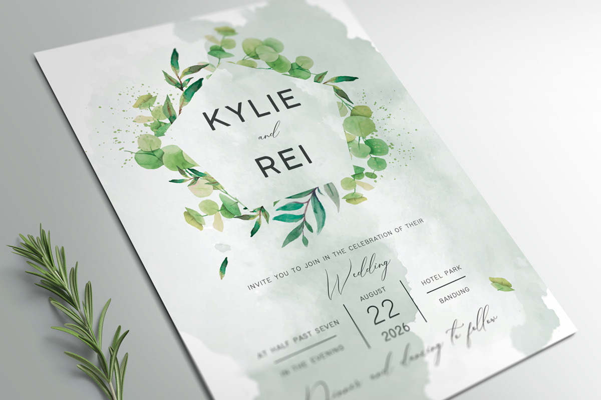 Eucalyptus Wedding Invitation Set, an Invitation Template by Aarley Kaiven (Photo 2 of 5)