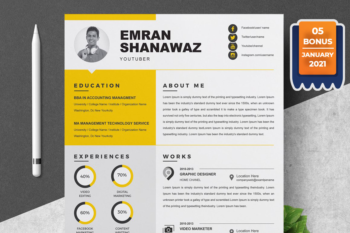 Resume/CV Bundle | 200+ for $29, a Resume Template by ResumeInventor (Photo 156 of 207)