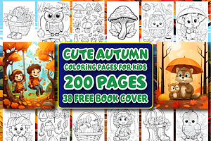 200 Cute Autumn Coloring Pages, a Seasonal Illustration by Coco Bloom