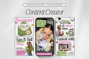 Content Creator Instagram Templates, a Social Media Template by ZenSocialDesigns