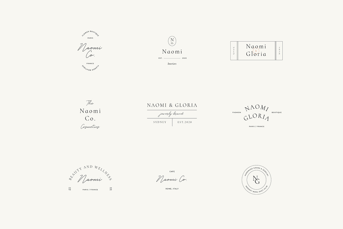 Naomi Minimal Logo Kit Ai,Eps,Psd, a Branding & Logo Template by Feel This (Photo 10 of 13)