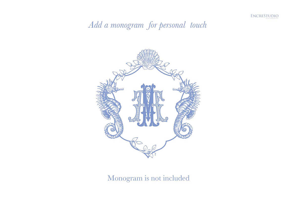 Wedding Crest with Seahorses, an Object Graphic by Encre Studio (Photo 2 of 5)