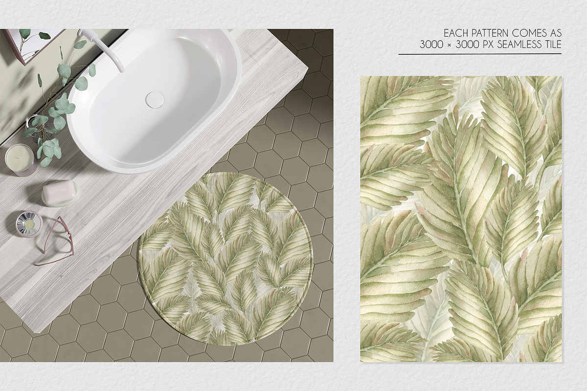 Tropical leaves watercolor patterns, a Pattern Graphic by Kate Lanbina (Photo 3 of 16)