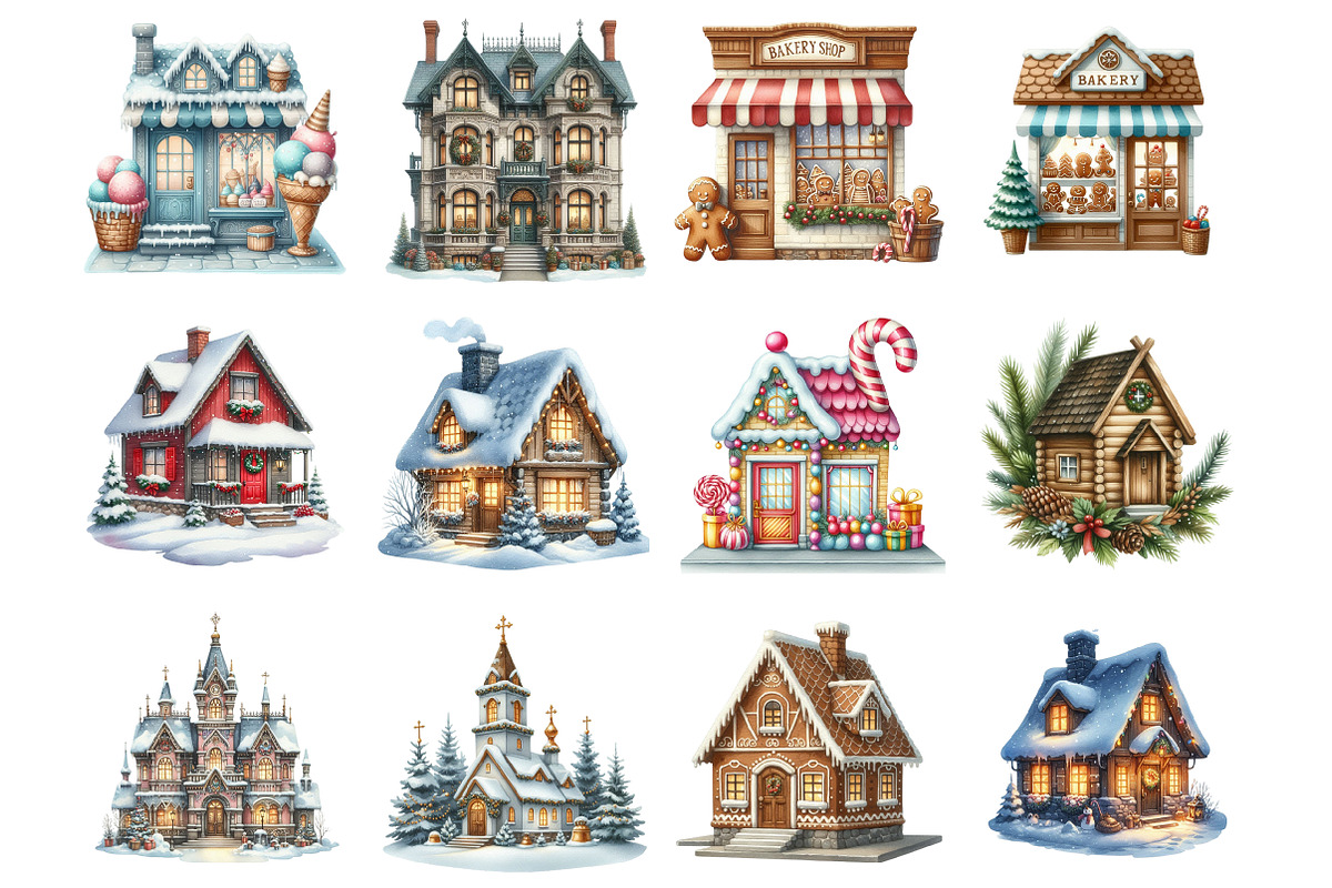 Christmas Village Clipart, an Illustration by Design Market (Photo 3 of 3)