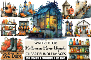 HALLOWEEN HOME clip arts, an Illustration by Craft Nest