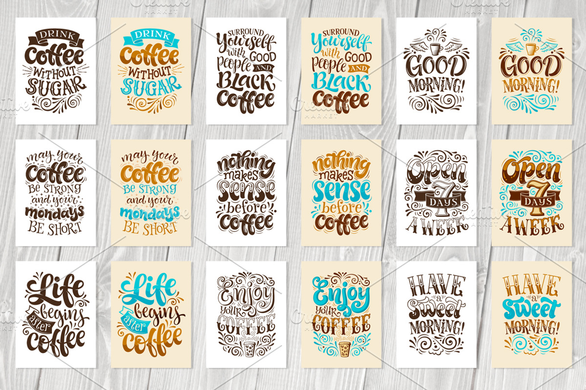 Coffee Lettering | Posters | Cards, a Decorative Illustration by bariskina (Photo 2 of 5)
