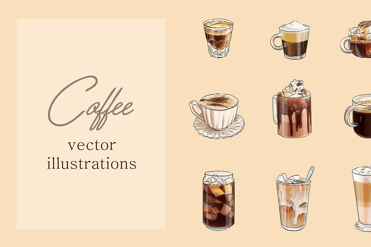Coffee set. Vector illustrations, a Food Illustration by Svitlo illustrations (Photo 1 of 4)