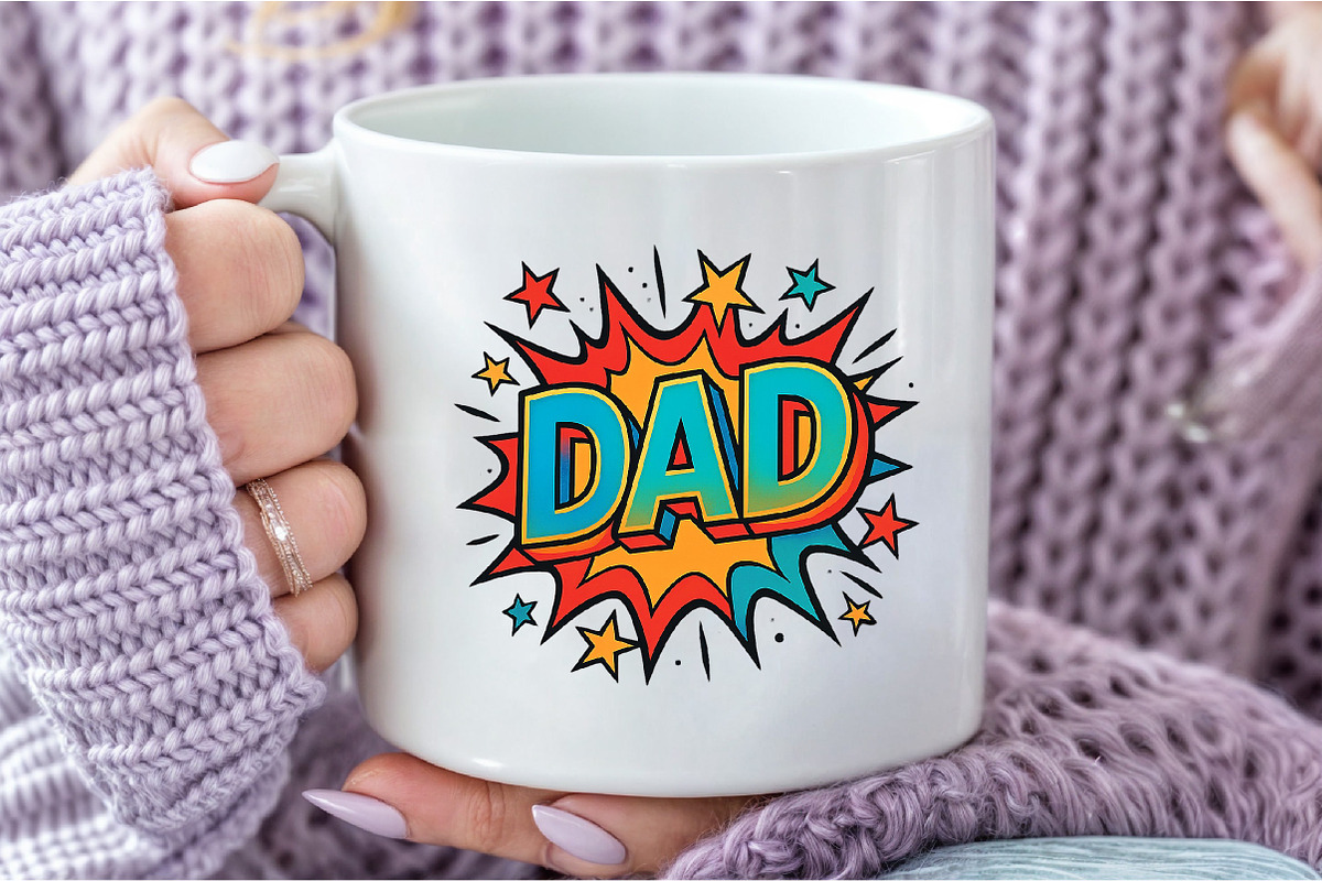 DAD Comic Style Sublimation PNG, an Illustration by DreamCafeArt (Photo 5 of 7)