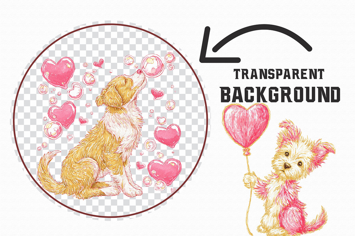 Whimsical Valentines Day Dog Clipart, an Illustration by Libby Wishes (Photo 4 of 7)