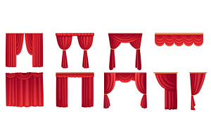 Red cartoon curtains. Different, an Object Illustration by LadadikArt