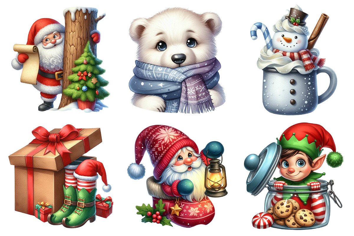 Peeking Christmas Sublimation Cipart, an Illustration by Daily.Designs (Photo 3 of 5)