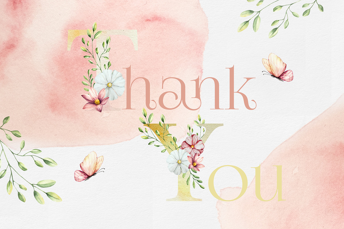 Flower alphabet, numbers watercolor, an Illustration by Navenzeles (Photo 6 of 6)