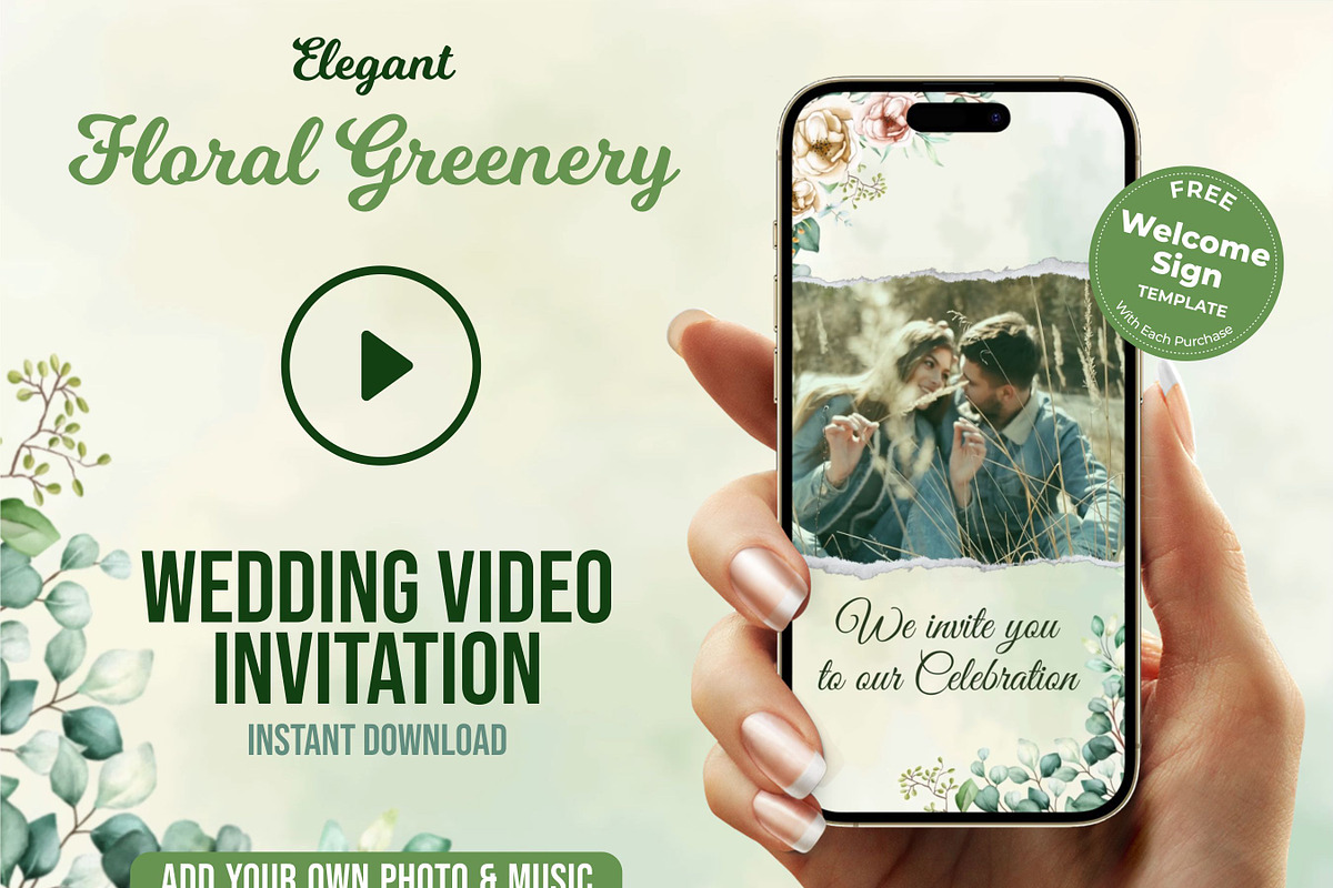 Floral Green Wedding Video invite, a Presentation Template by Aks-Designs (Photo 1 of 4)