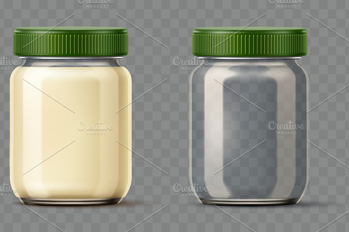 Realistic glass jar with mayonnaise, a Food Illustration by Vectorbuum (Photo 2 of 3)