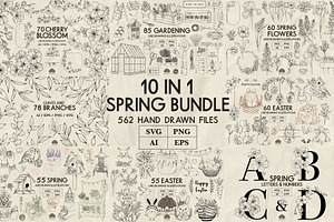 Spring Line Art Bundle 10 in 1