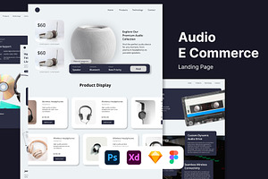 Audio E-Commerce Landing Page, a Landing Page Template by Glyphminds Studios