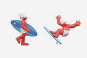 Surfing Character 3D Illustration, an Object Illustration by graphicook (Thumbnail 2 of 3)