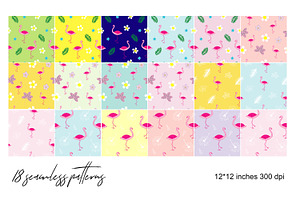 Flamingo & Tropical Flowers Patterns