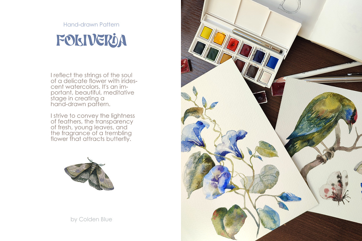 Foliveria. Hand-drawn Floral Pattern, a Pattern Graphic by Colden Blue (Photo 8 of 15)