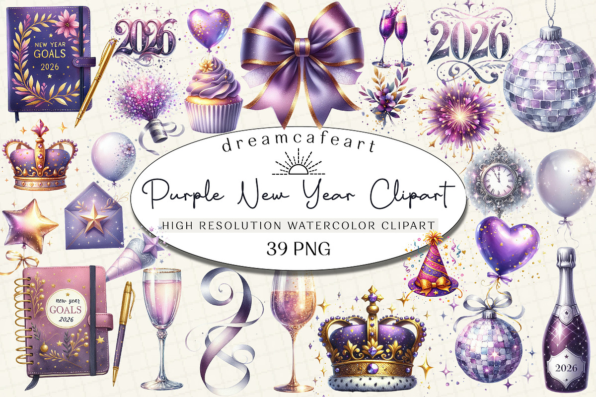 Purple New Year 2026 Sublimation, an Illustration by DreamCafeArt (Photo 1 of 6)