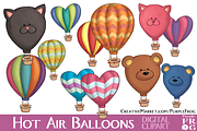 HOT AIR BALLOONS - Digital Clipart, an Illustration by Purple Frog (Thumbnail 1 of 2)