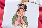 Whimsical Valentine Coffee Girl Clip, an Illustration by Libby Wishes (Thumbnail 5 of 7)