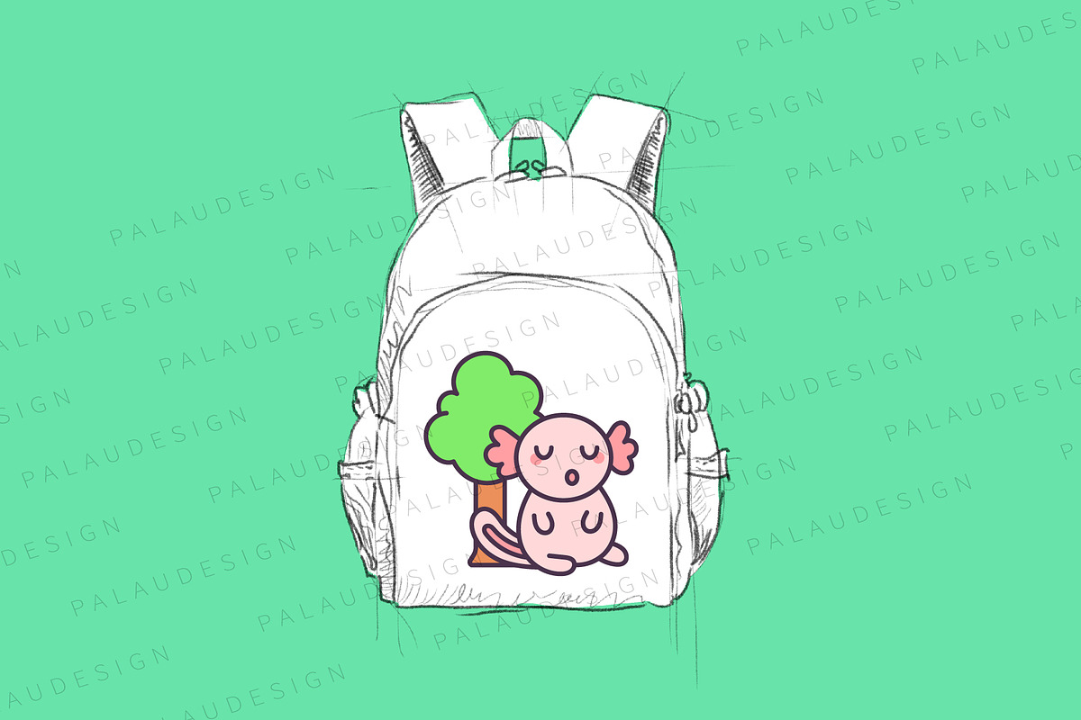 Kawaii Axolotl Summer Walk, a Seasonal Illustration by Palau (Photo 4 of 12)