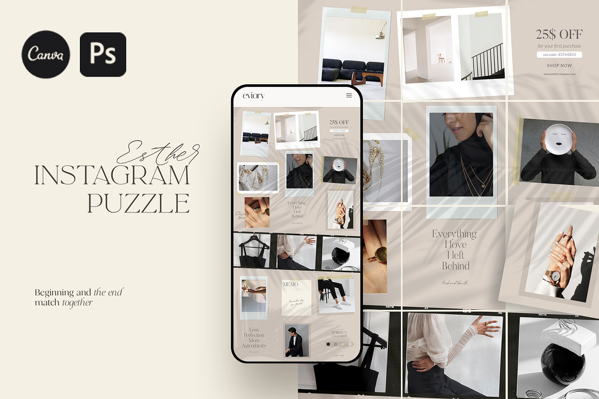 PUZZLE Bundle Instagram CANVA PS, a Social Media Template by Eviory (Photo 23 of 50)
