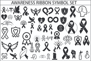 Black Awareness Ribbon Icon Set, a Healthcare Illustration by Artivon
