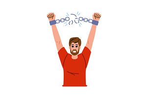 Man breaking steel chain, freedom, an Illustration by pikepicture