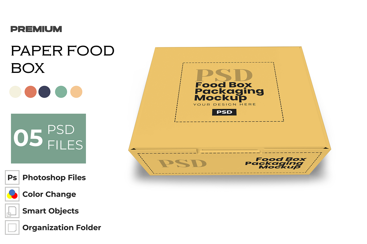 Food Box Packaging Mockup, a Product Mockup by DigitAuras (Photo 1 of 3)