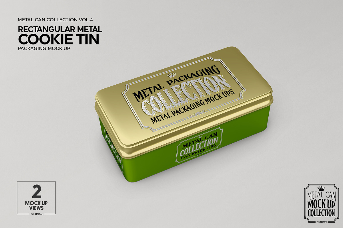 Metal Rectangular Cookie Tin Mockup, a Cups & Container Mockup by INCDesign (Photo 6 of 8)