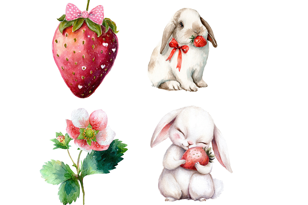 Strawberry Bunny Love PNG Clipart, an Illustration by Designworld (Photo 5 of 5)