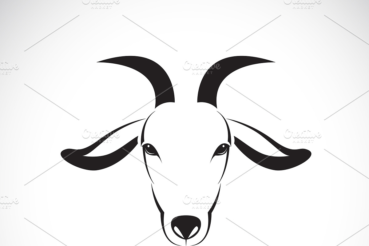 Vector of goat head. Animal., an Outline Icon by yod67