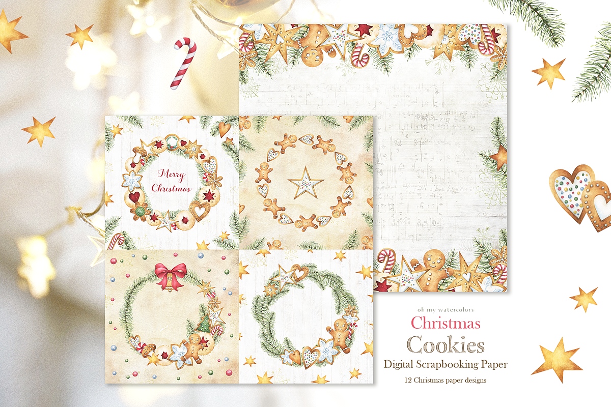 Christmas Cookies digital paper, a Pattern Graphic by Tatiana Troian (Photo 4 of 8)