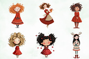 Quirky Funny Christmas Girls Clipart, an Illustration by Creative Art (Thumbnail 3 of 13)