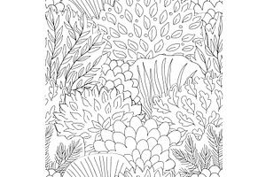 Doodle hand drawn forest in linear, an Illustration by Toltemara