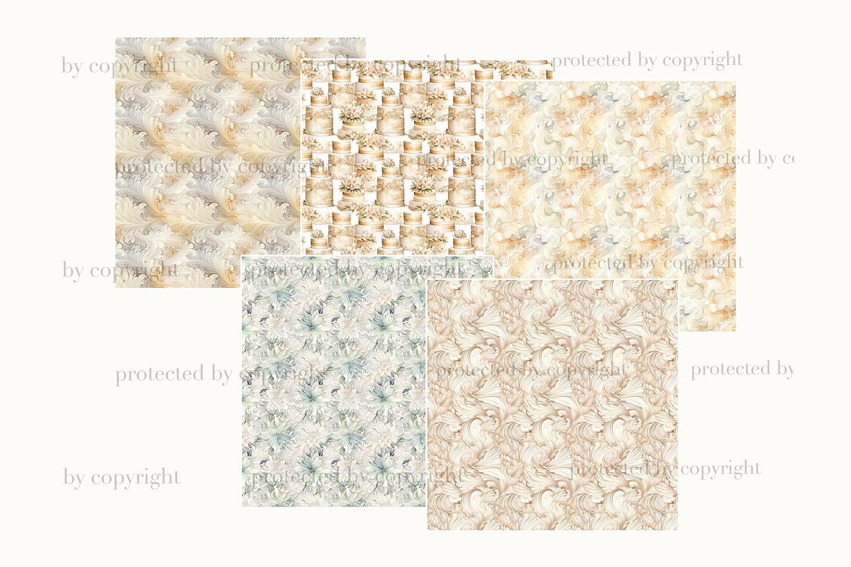 Watercolor Wedding Digital Paper, a Pattern Graphic by GlamArtZhanna (Photo 2 of 3)