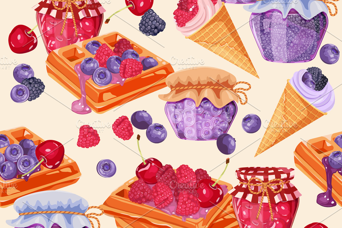 Berry & Pastry Seamless Patterns Set, a Pattern Graphic by artdemidova (Photo 10 of 12)