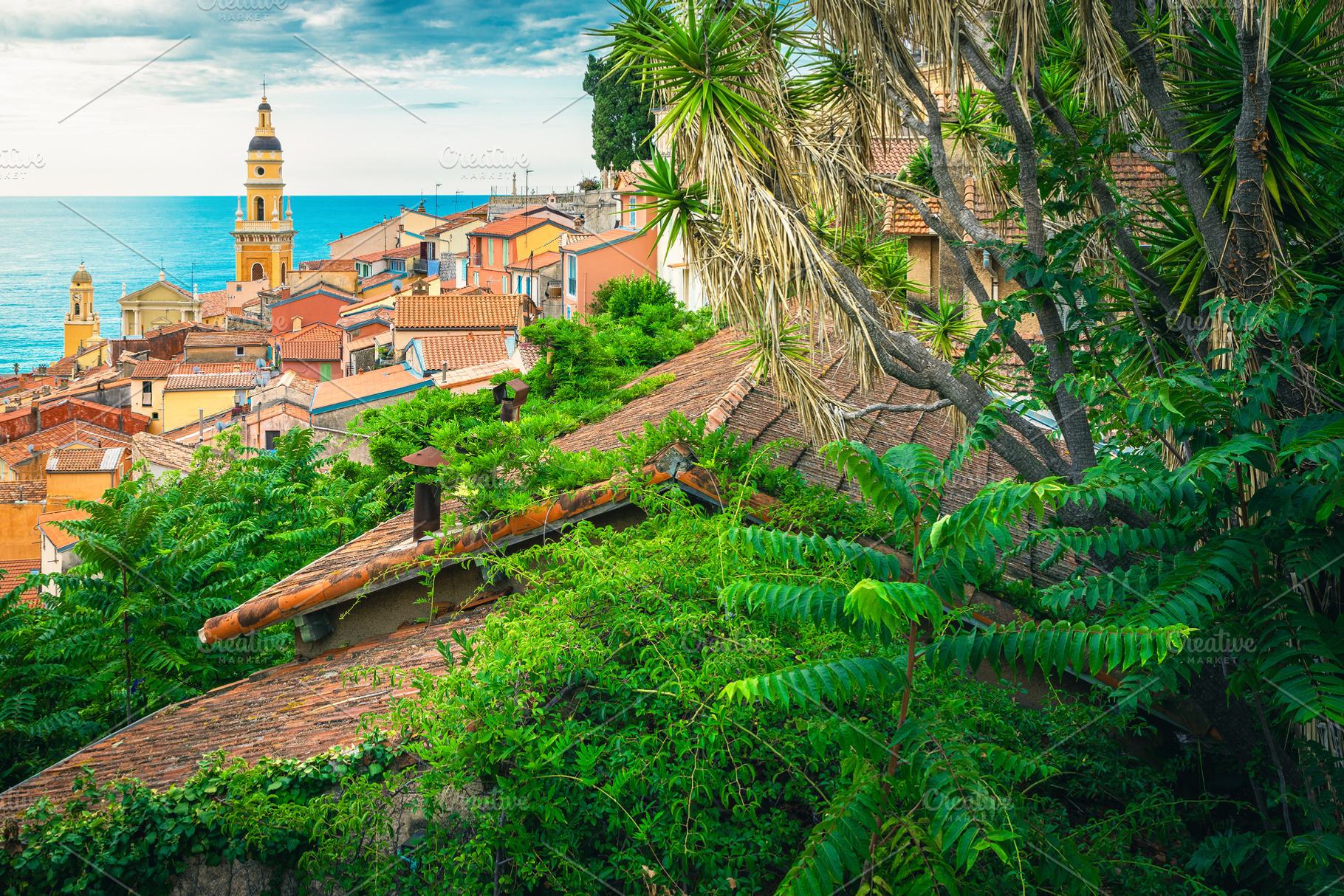 Great view with old town of Menton, an Architecture Photo by Alpine Dreams