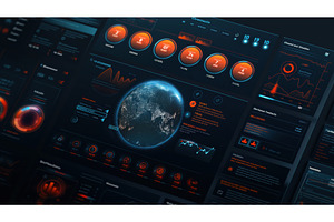 Futuristic data dashboard with, a Finance Illustration by Sergey Kotenev