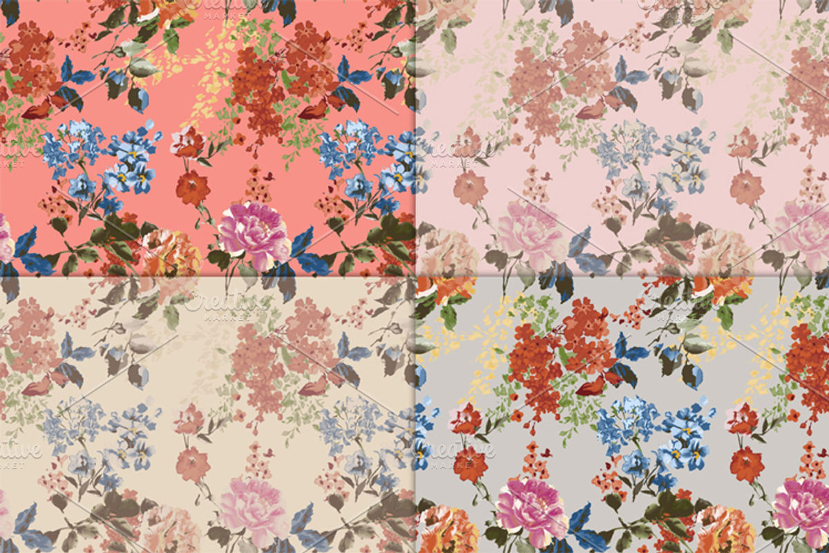 Vintage Floral Digital Paper preview 3
