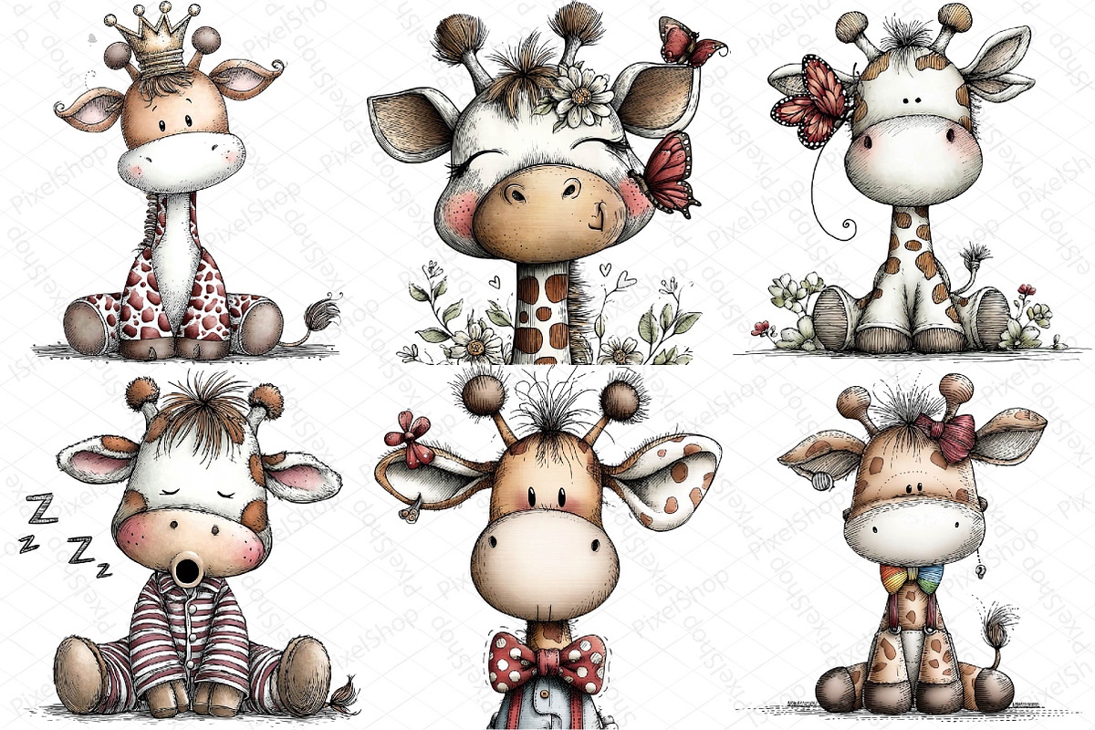Cute Funny Giraffe - Whimsical Clipa, an Illustration by DreamPrint404 (Photo 2 of 5)