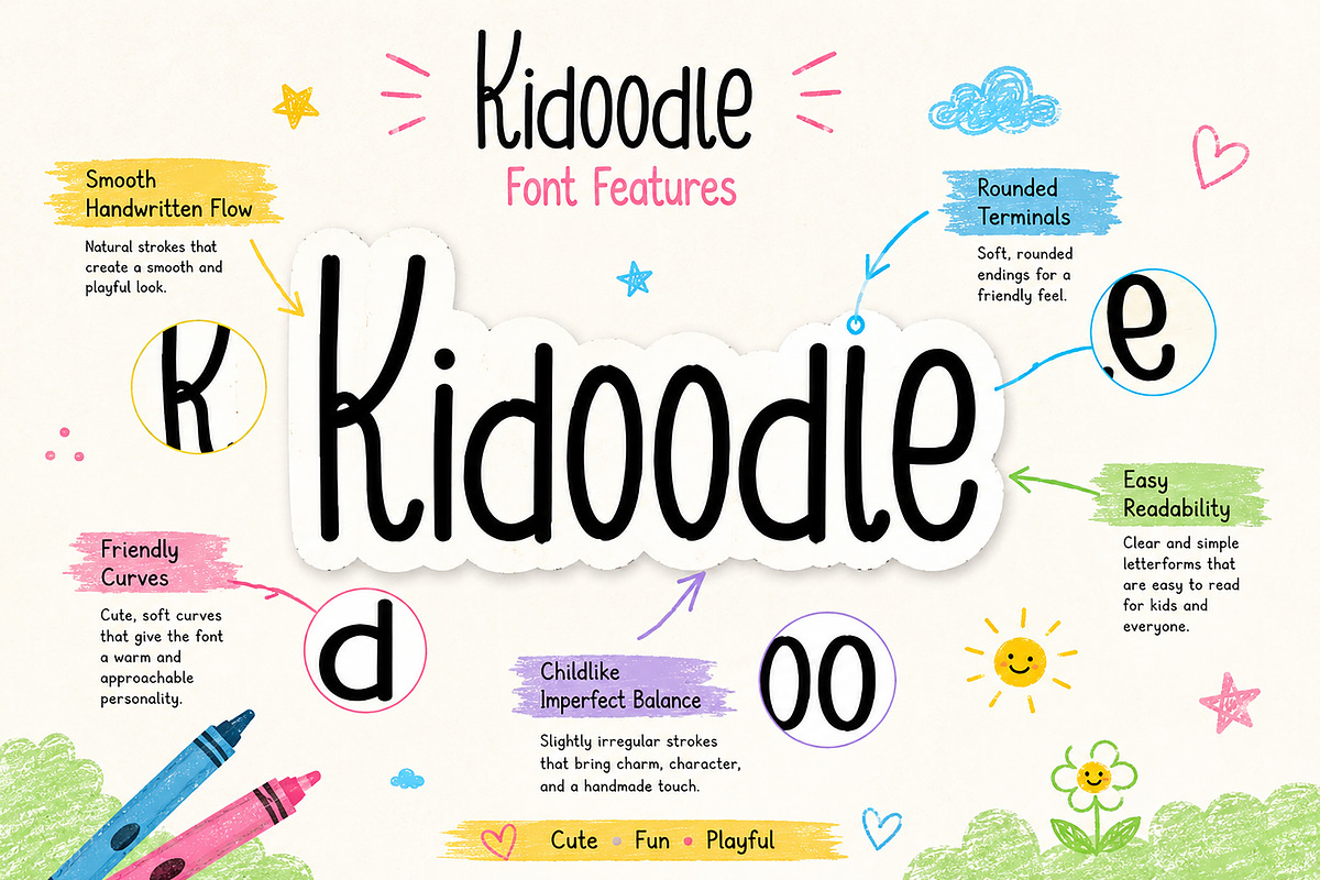Kidoodle – Playful Handwritten Font, a Handwritten Font by Wow Magic (Photo 4 of 5)