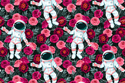 Astronaut and Flowers, a Pattern Graphic by GreyLilac (Thumbnail 2 of 7)